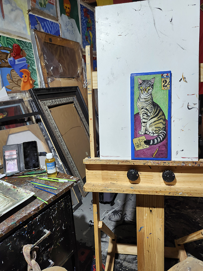 cat on easel