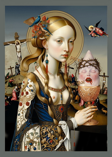 Medieval Woman with Humpty Reliquary; o/c; 16 x 22 in.; 2026